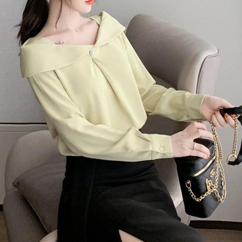 Women's Spring Satin Blouse Design Sensory Minority Trendy Versatile Loose Lightweight Mature Chic chiffon shirt