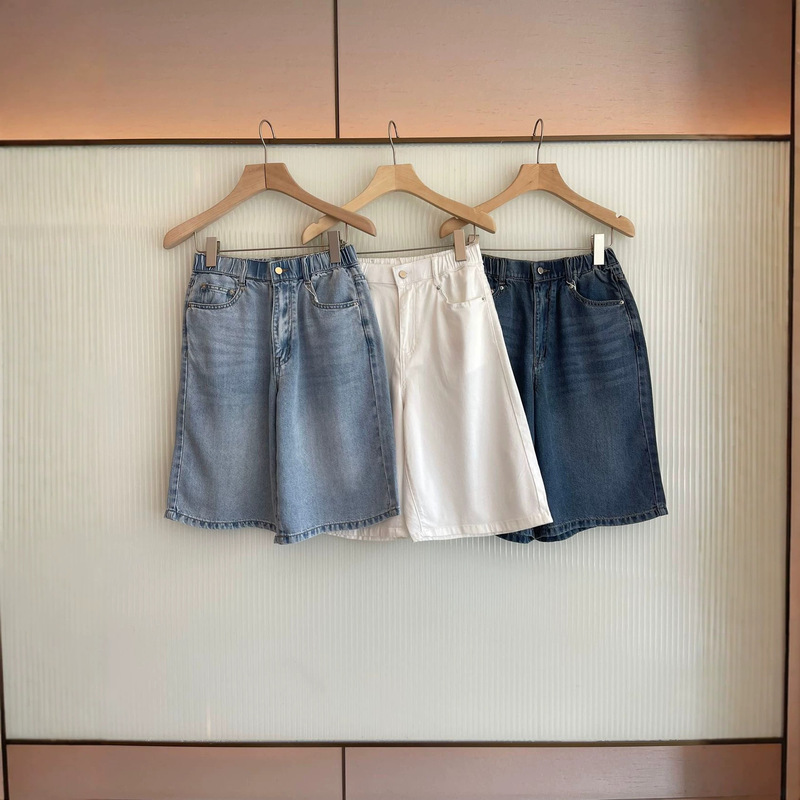 Summer J**By Alternative New Product: Thin and Comfortable Three-Color Lyocell Elastic Waist Straight-Leg Denim Shorts