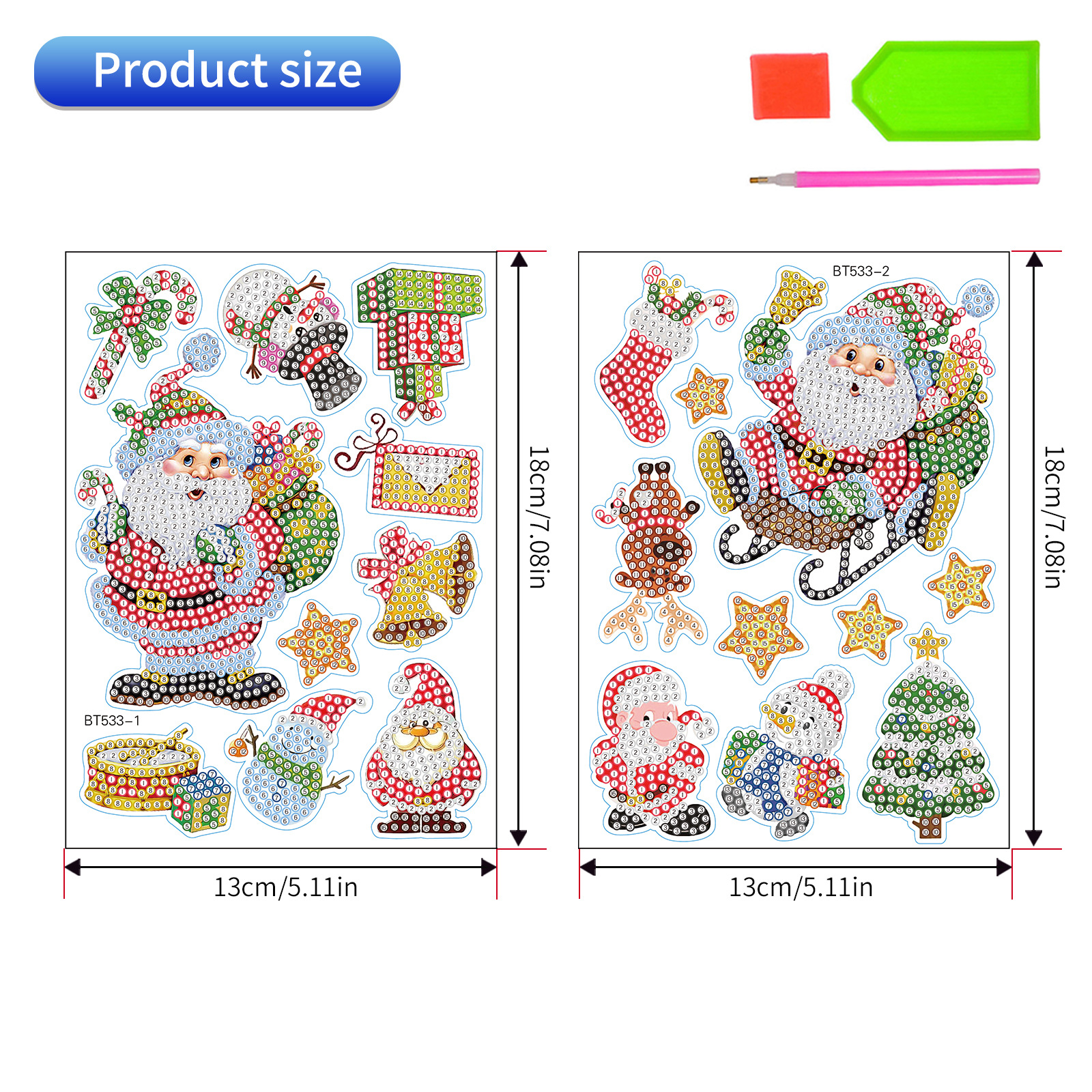 Venta caliente Santa Claus trinchera diamante pintura libre pegatinas DIY ladrillo pintura pegatinas de pared hecho a mano de dibujos animados de cristal brillante diamante