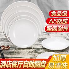 密胺A5盘子仿瓷餐具骨碟圆形白色圆盘平盘快餐盘自助餐盘商用厂家