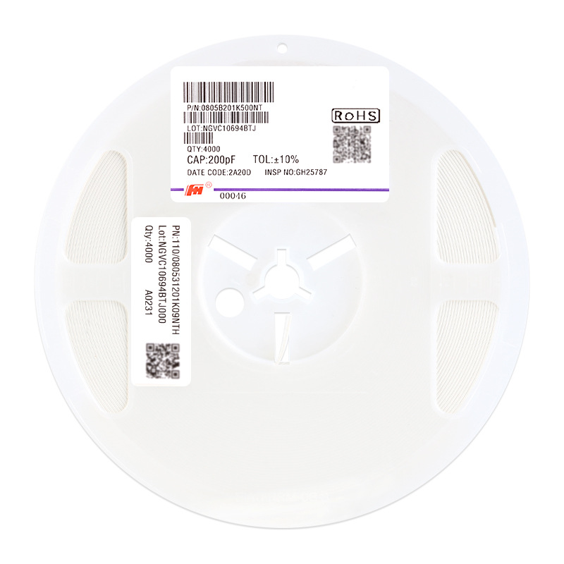 全新原装0805贴片电容 200pF(201) ±10% 50V X7R 0805B201K500NT