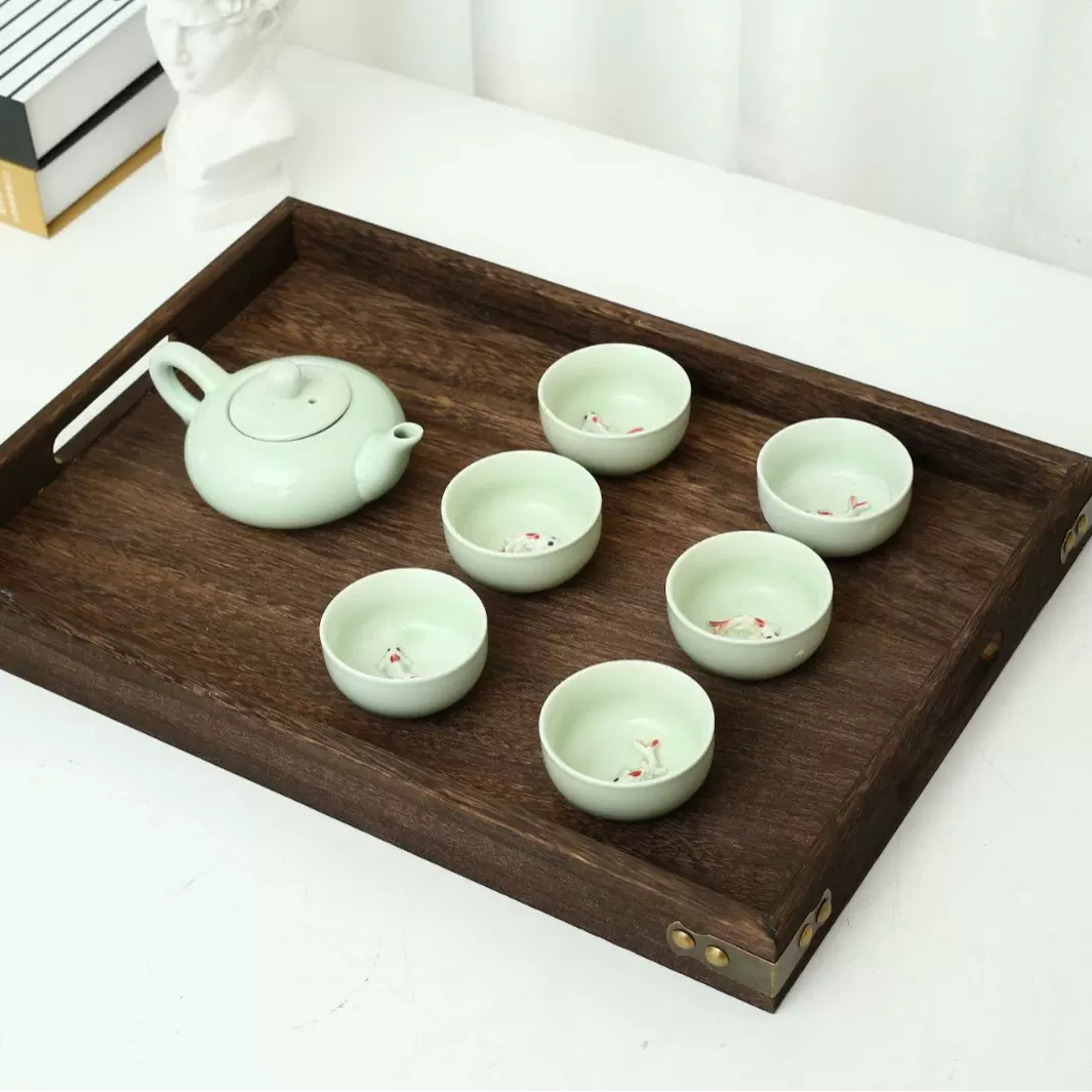 桐木茶盘木质炭烧长方形餐厅茶具托盘面包零食坚果水果烧烤盘批发