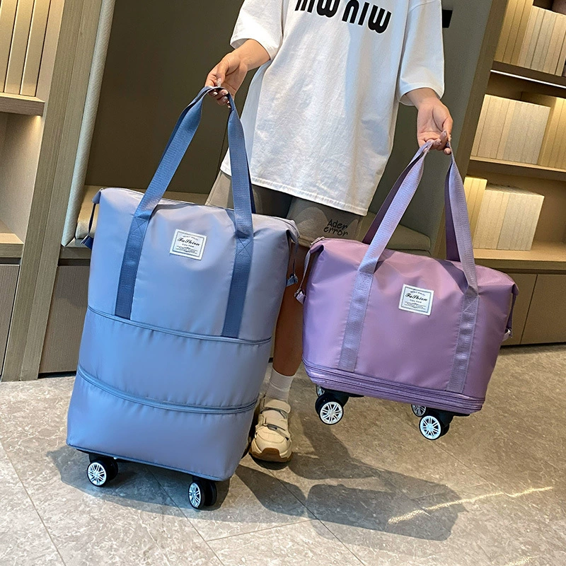 Универсальная дорожная сумка на колесах, новинка 2024 года, сумка для багажа с ручным управлением и сумка для косметики на роликах, большая вместительная сумка для фитнеса