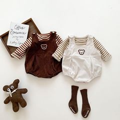 Camisole Climbing Suit Set of 2 + Baby Autumn Striped T-Shirt 2022 Autumn Baby Base Layer Bodysuit Top Set