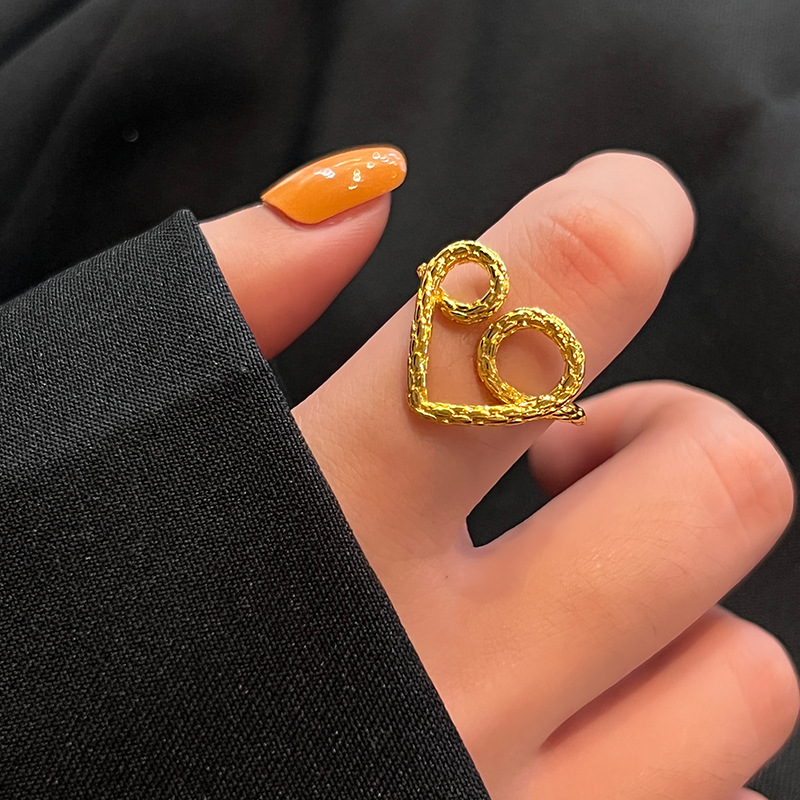 Lady Heart Shape Metal Metal Open Ring