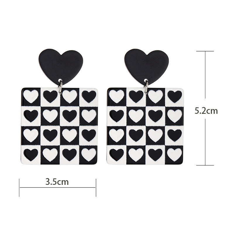 Wholesale Jewelry Heart Flower Graffiti Plaid Pendant Earrings Nihaojewelry display picture 1