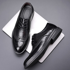 新款正裝商務皮鞋男款系帶高端德比鞋真皮休閒批發英倫軟底男鞋
