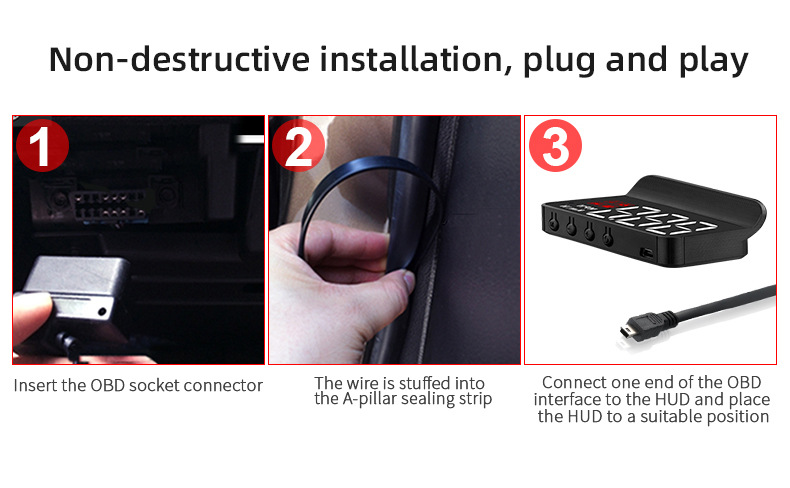 Weiying Intelligent Car Hud Head-Up Display Obd2 Multi-Function Color Screen Driving Computer Hd Instrument Panel