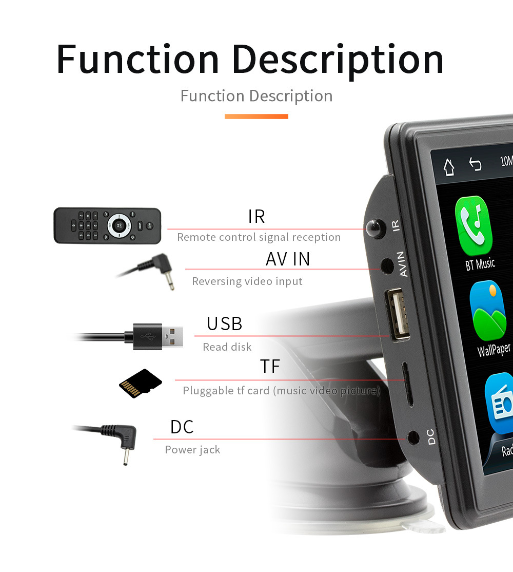 Cross-Border 7inch Car-Mounted Mp5 Display Player Carplay Android Auto Suitable for Car Reversing Images