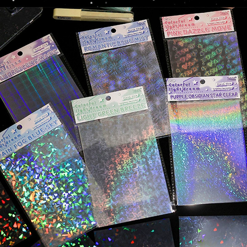 Красочная легкая фэнтезийная лазерная вспышка, пленка, набор наклеек для домашних животных, креативный справочник, декоративный материал «сделай сам», высококачественный набор наклеек