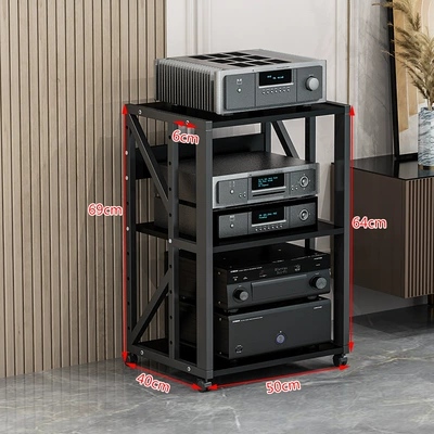 Amplifier rack multi-layer household: Electric car big tripod - 3-layer-c-black-rack-black-walnut-board
