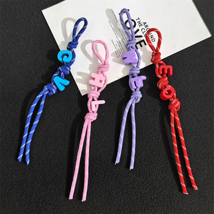 Factory Ready-Made Colorful Letter Beaded Lanyard Bag Pendant Dopamine Beaded Letter Braided Rope Jewelry Wholesale