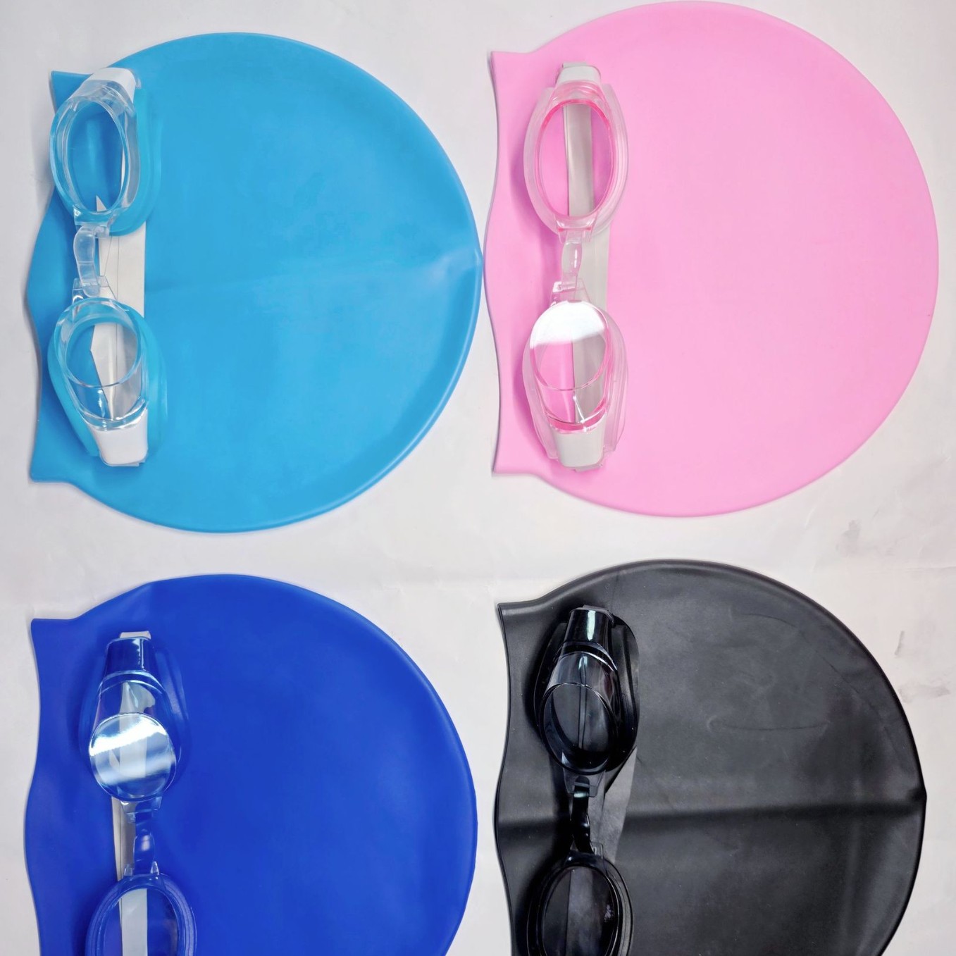 Fabricantes de nuevos conjuntos de gafas de natación de silicona, conjuntos de natación unisex para interiores y exteriores para aumentar la gorra de natación