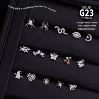 Козерог имплантированный класс G23 титановый сплав серьги-гвоздики паук вишневый змеиный ушной гвоздь бабочки европейские и американские украшения оптом