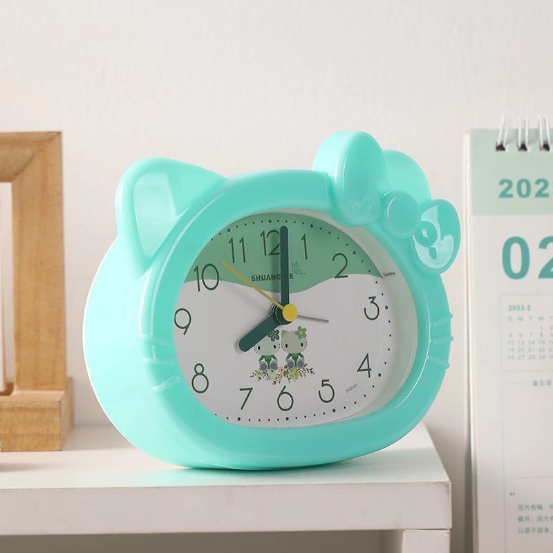 Мультяшный кошачий будильник студент креативный пластиковый бант часы