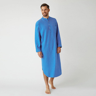 Cross-Border Aliexpress Men's Robe 2024 New European and American Fashion Ethnic Style Long-Sleeved Muslim Long Shirt for Men