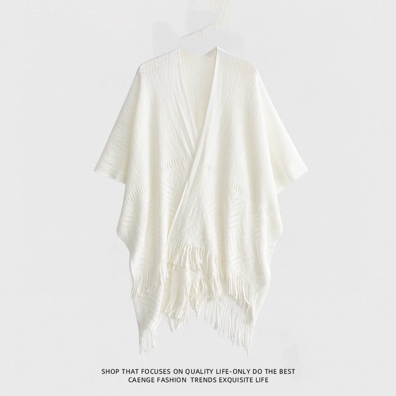 Комната с кондиционером офис трикотажный шаль женский полый кисточка модный чонсам снаружи белый плащ тонкий плащ