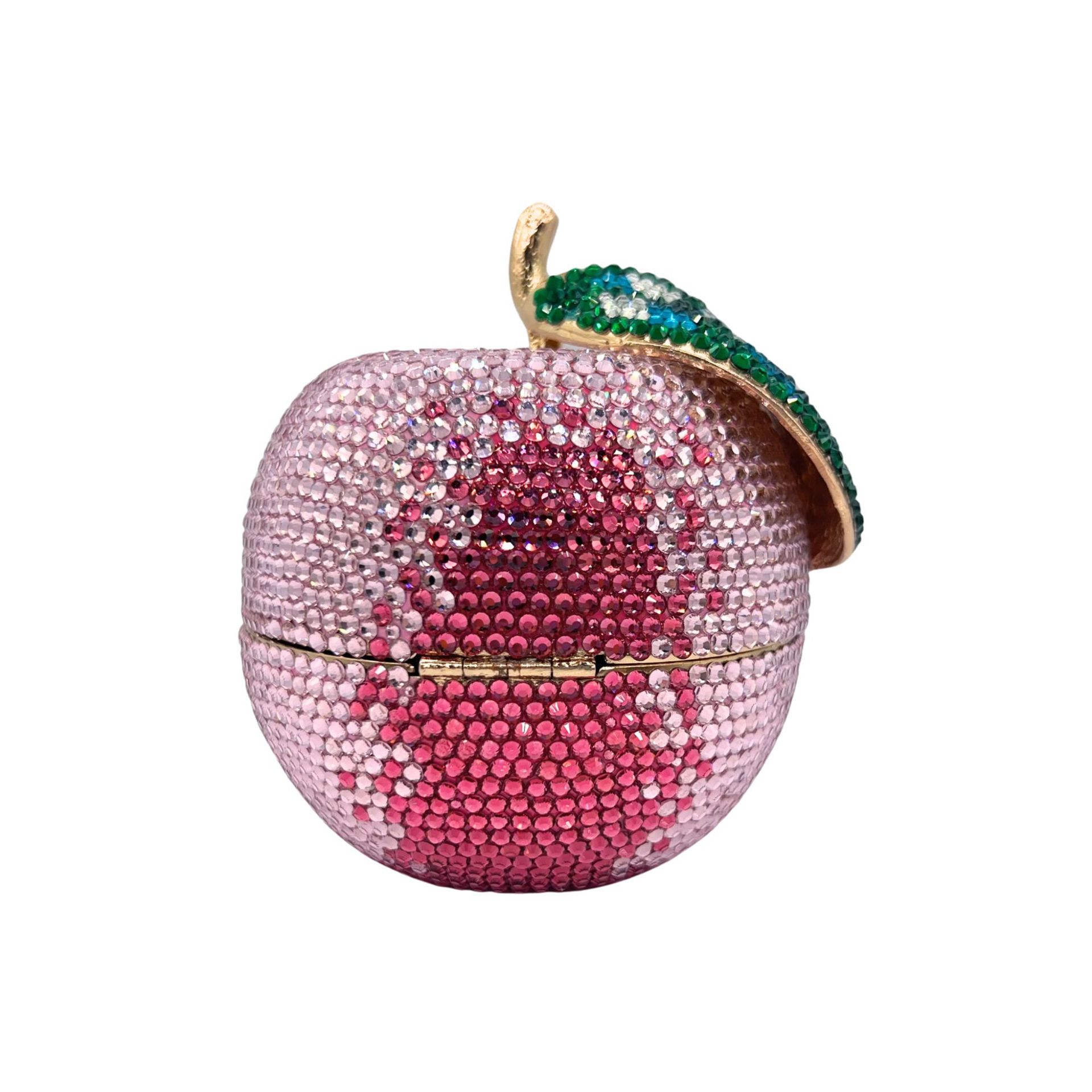 Túi clutch nữ đính đá hình quả táo pha lê sang trọng — Táo hồng, Cá tính đặt làm chi tiết 7
