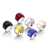 Ring, brand glossy multicoloured crystal suitable for men and women, simple and elegant design, 18 carat white gold, European style