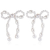 Retro accessory from pearl with bow, woven earrings handmade, European style, internet celebrity
