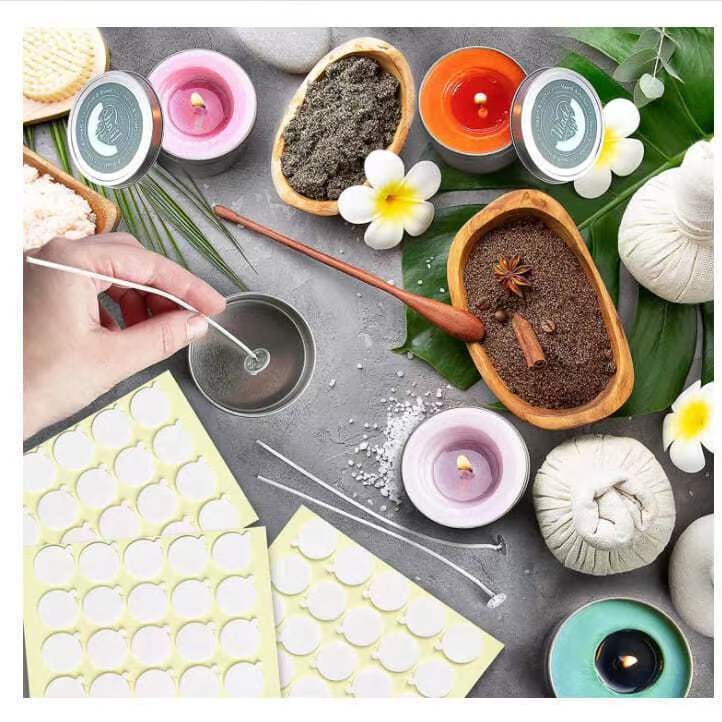 Vela al por mayor Base de mecha Pegatina fija de doble cara de espuma Pegatina de papel de doble cara de espuma de PE redonda blanca de alta viscosidad