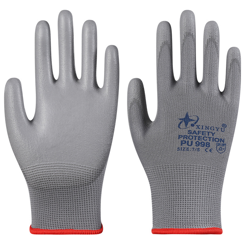 Xingyu guantes PU resina de protección contra el trabajo resistente al desgaste, antiestático, ligero, transpirable, suave y cómodo, antideslizante mayorista