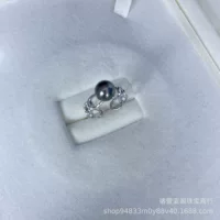 * Цепное кольцо с морской водой Таити 8-9 мм круглое сильное освещение S925 серебряное отверстие может быть точно настроенным темпераментом ювелирные изделия для женщин