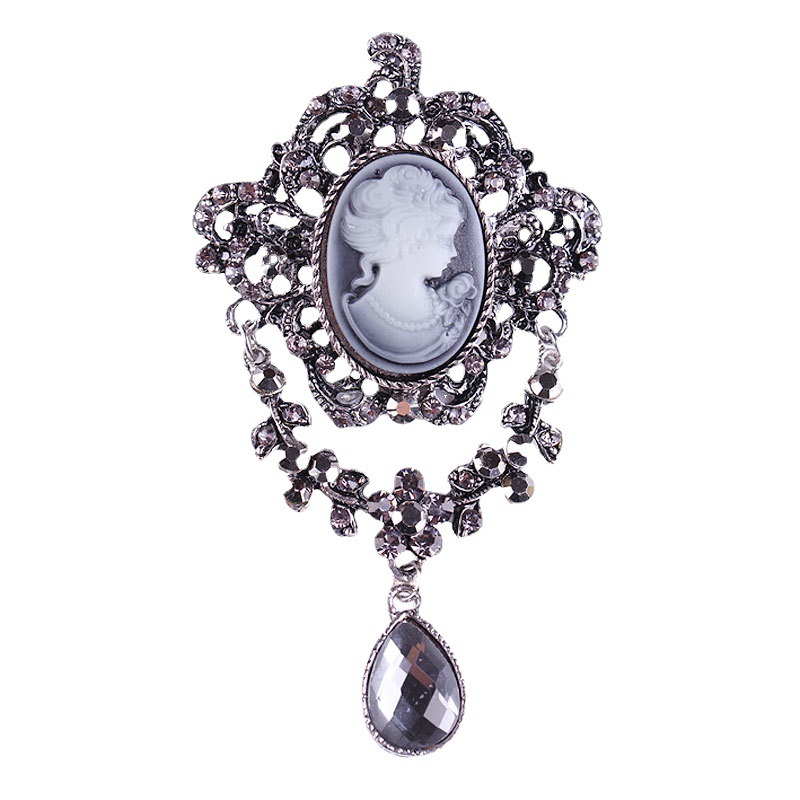 Broche vintage style chinois avec strass pour accessoire pull_voghion.com