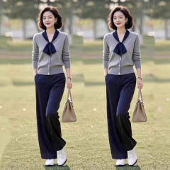 时尚休闲套装女秋季高级设计感时尚洋气减龄显瘦阔腿裤气质两件套
