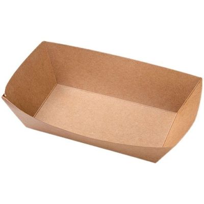 牛皮纸敞口船盒商用炸鸡盒免折鸡米花薯条小吃纸盒子纸盘烧烤托盘|ru