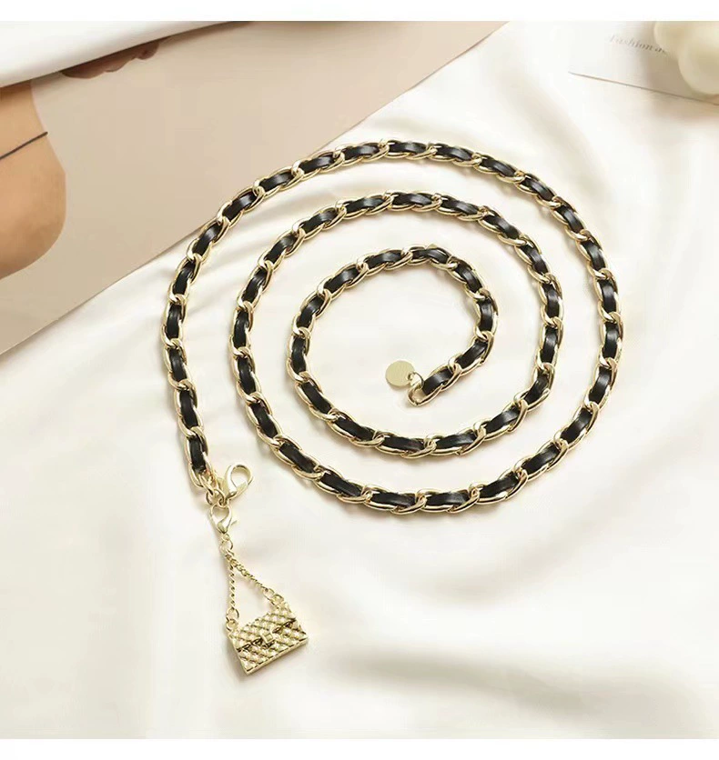 Металлическая цепь, костюм, свитер, ремень, брюки, стиль Chanel, люкс