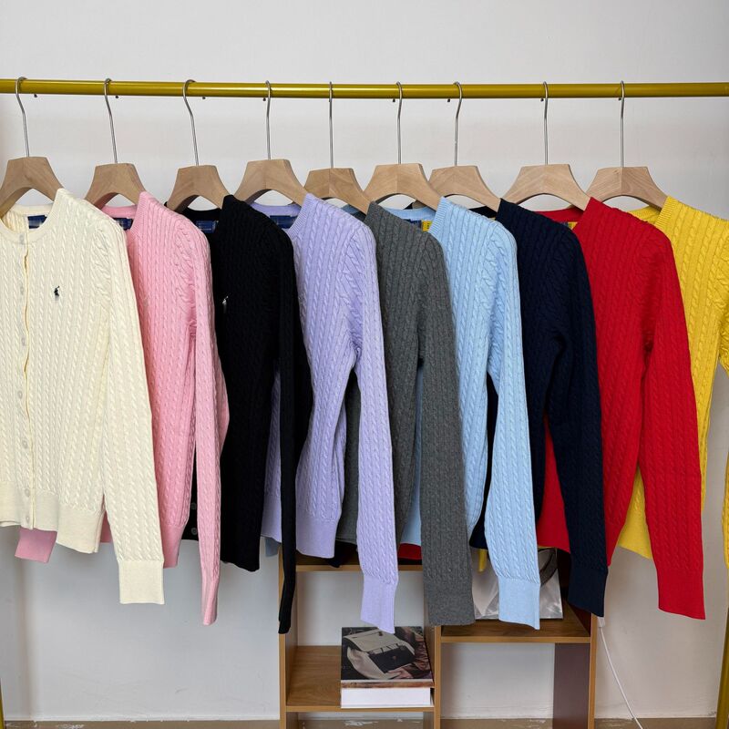 Scanable/25 Autumn and Winter Small Malaf Embroidered Fine Hemp Flower Pure Cotton Sweater Round Neck Knitted Cardigan Top