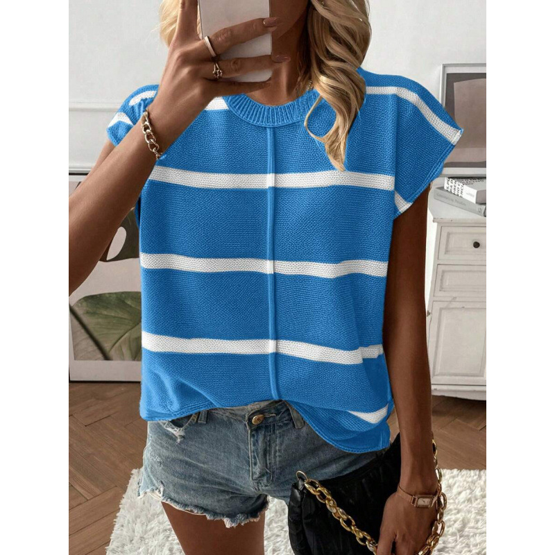 Comercio exterior nuevo cross-border Knitwear casual cuello redondo suelto hombro sin mangas