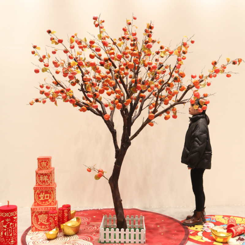 New Year's Wish Wish Tree Simulation Persimmon New Chinese Zen Swing…