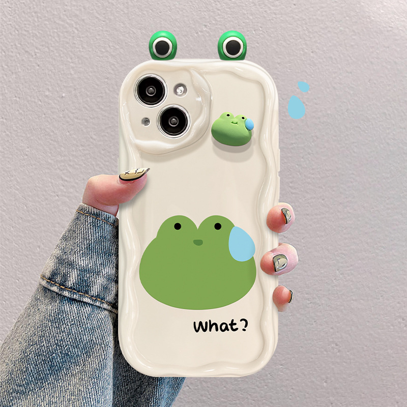 Suitable for Apple 17Pm Mobile Phone Case Iphone16 Cute and Funny Three-Dimensional Frog Doll 15 Silicone Anti-Fall 18 Women Suitable for Apple 17Pm Mobile Phone Case Iphone16 Cute and Funny Three-Dimensional Frog Doll 15 Silicone Anti-Fall 18 Women