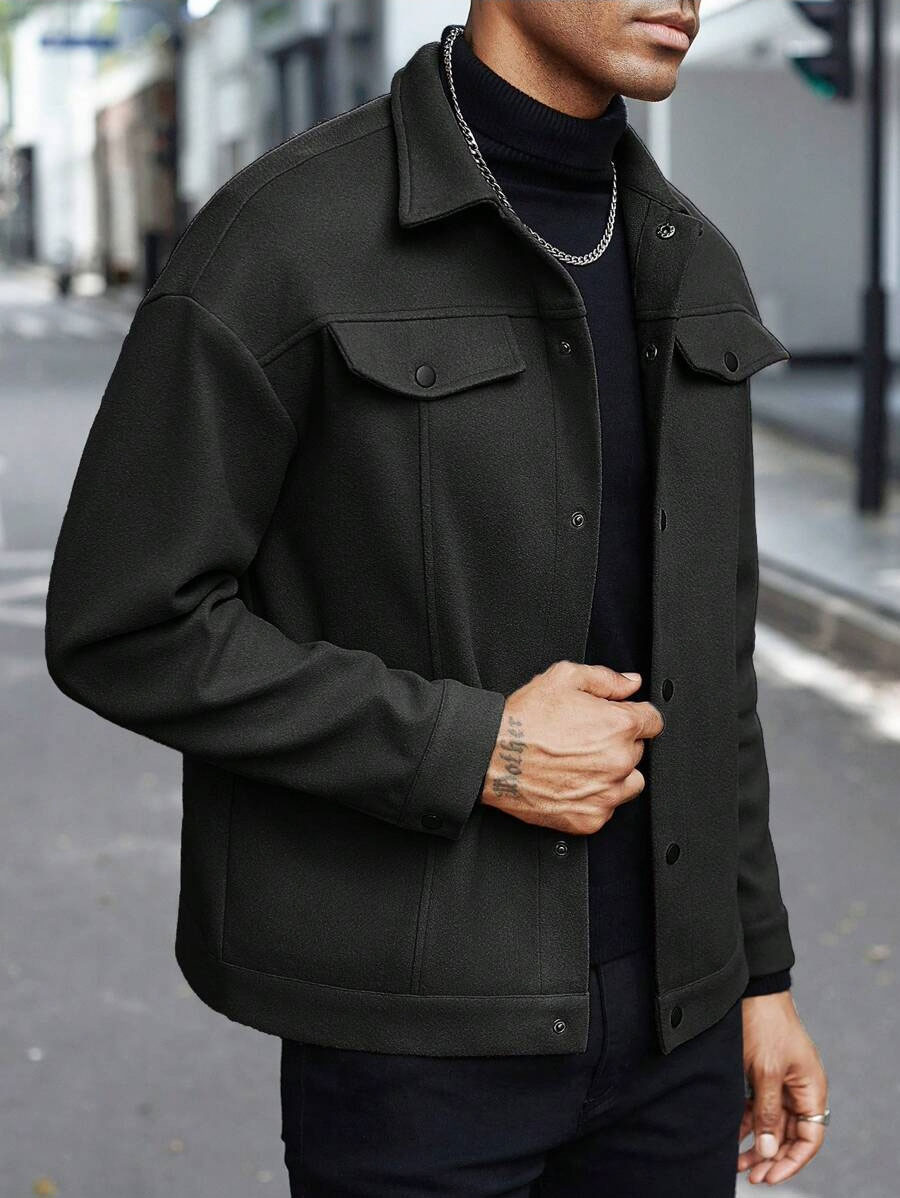 Transfronterizos Europa y América Amazon TEMU nuevo otoño y invierno con solapa de lana chaqueta de hombre chaqueta deportiva de herramientas casuales para hombres