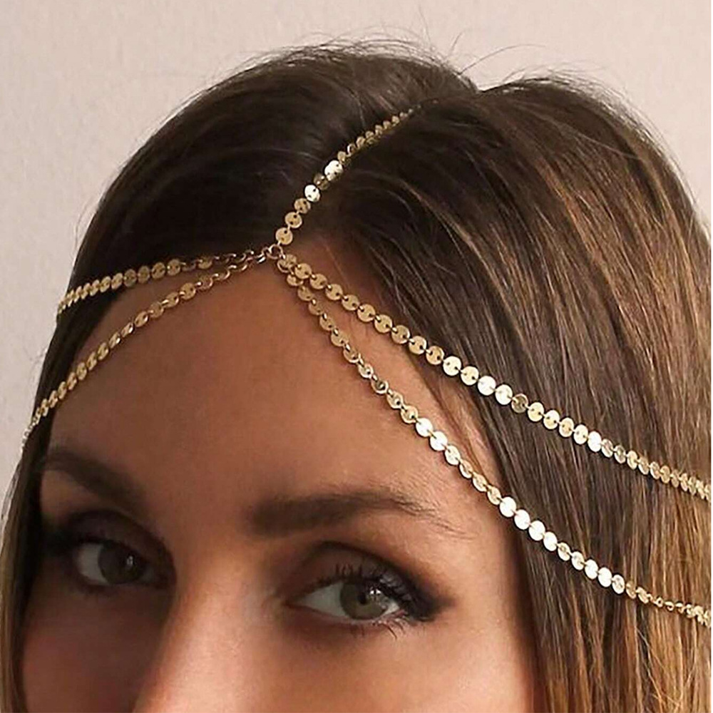 AliExpress popular sequins hair chain bohemian forehead chain multi-layer tassel chain hair chain