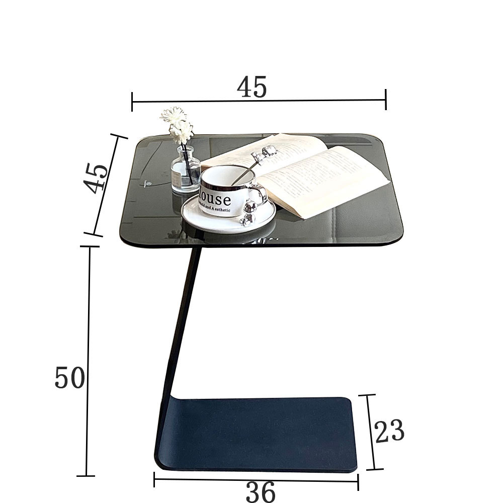 Mesa de té de acero inoxidable de lujo ligero italiano, sofá, esquina de vidrio de la sala de estar, mesa redonda minimalista moderna, simple y de alta calidad
