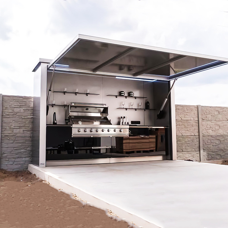 Cocina plegable al aire libre casa integrada espejo de acero inoxidable extraíble mini cocina electrodomésticos inteligentes