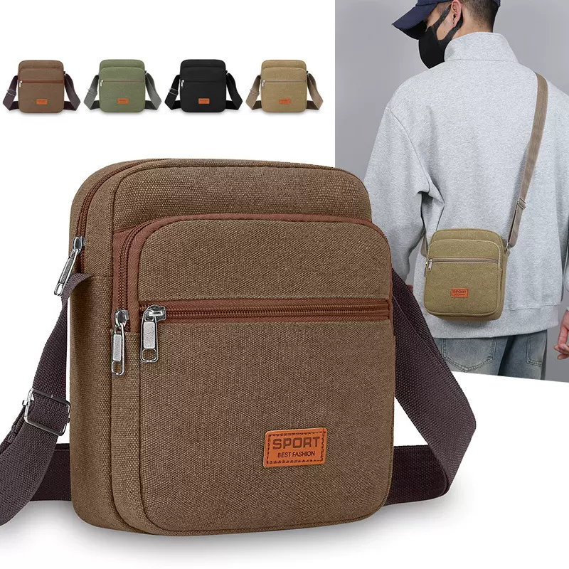 多层生意包收钱包帆布斜挎女包单肩包斜挎包休闲包男款小方包