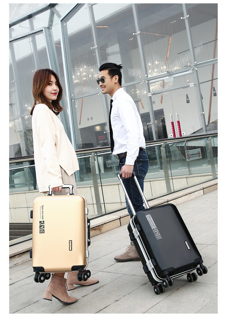 新益美 可充电铝框行李箱男女学生拉杆箱密码箱子旅行箱登机