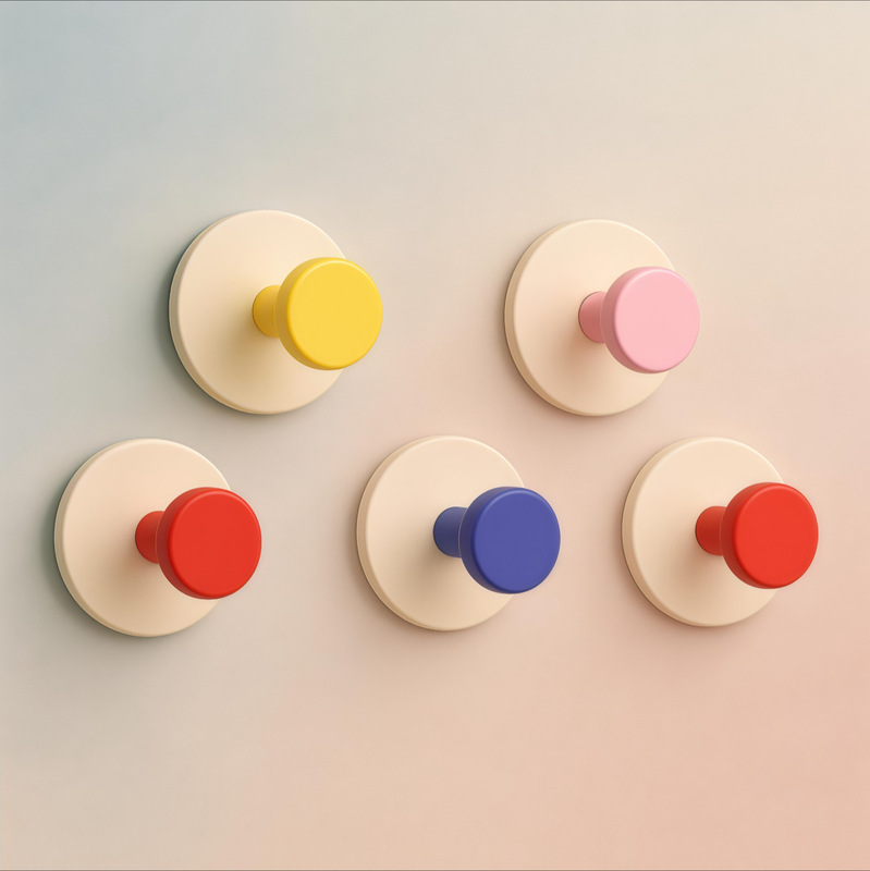 Dopamine-Colored Suction Cup Hook, Strong Load-Bearing, Traceless, Punch-Free, Creative and Cute Dormitory Entry Key Hook