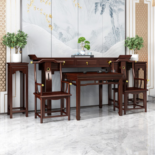 Solid Wood Zhongda Six-Piece Set, New Chinese Style Rural Table, Home Strip Case, Living Room, Taishi Chair, Eight Immortals Table, Four-Piece Set