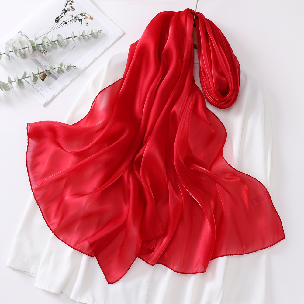 Femmes Élégant Style Vintage Couleur Unie Organza Écharpe En Soie display picture 13