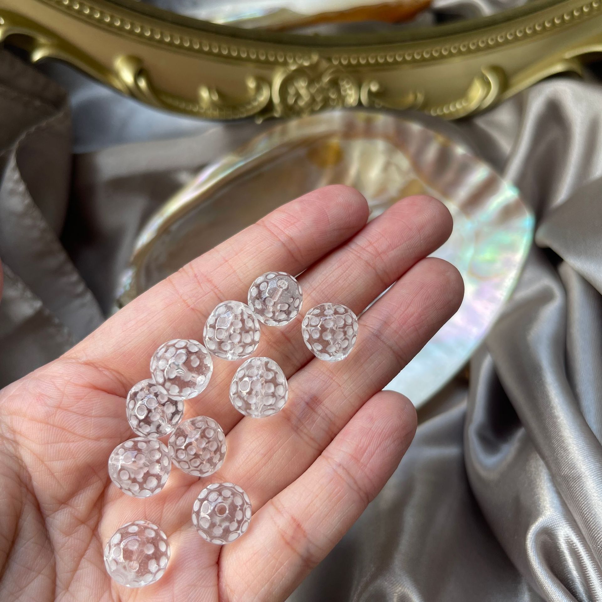 巧恩珠宝天然水晶配件净体白水晶雕件小草莓简约DIY配饰 厂家直销