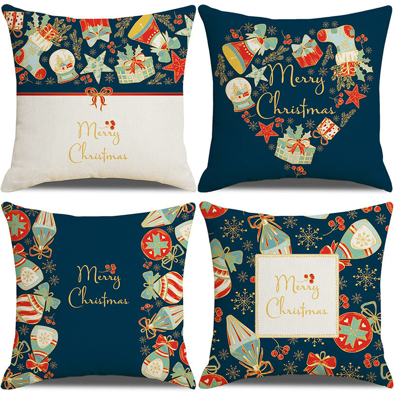Polyester Material Christmas Festival Fashion Christmas Tree Santa Claus Elk Polyester Pillow Cases