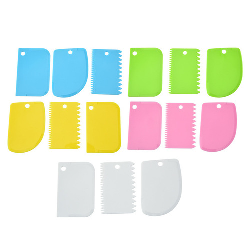 Kitchen Baking Tools Colorful Plastic Spatula Cream Cake Scraper Home Flour Cutting Scraper Set of 3