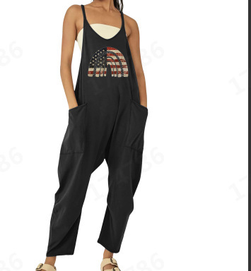 Ropa de mujer europea y americana 2024 verano nuevo estilo Amazon casual bolsillo tirantes de punto pantalones de una pieza pantalones con tirantes mujeres image 23