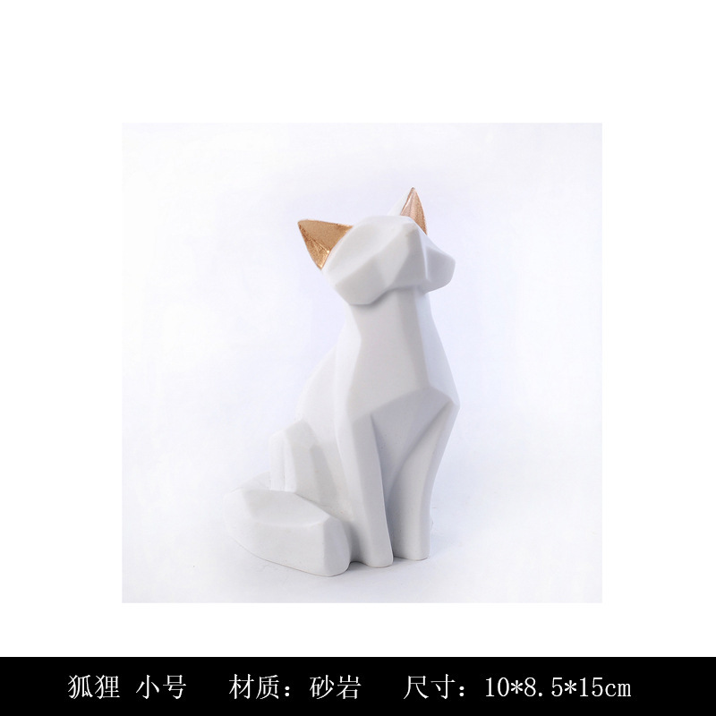 モダンでシンプルなかわいいペットの猫とクマの幾何学的な動物の装飾品北欧ホームモデルルームワインキャビネット子供部屋の装飾|undefined