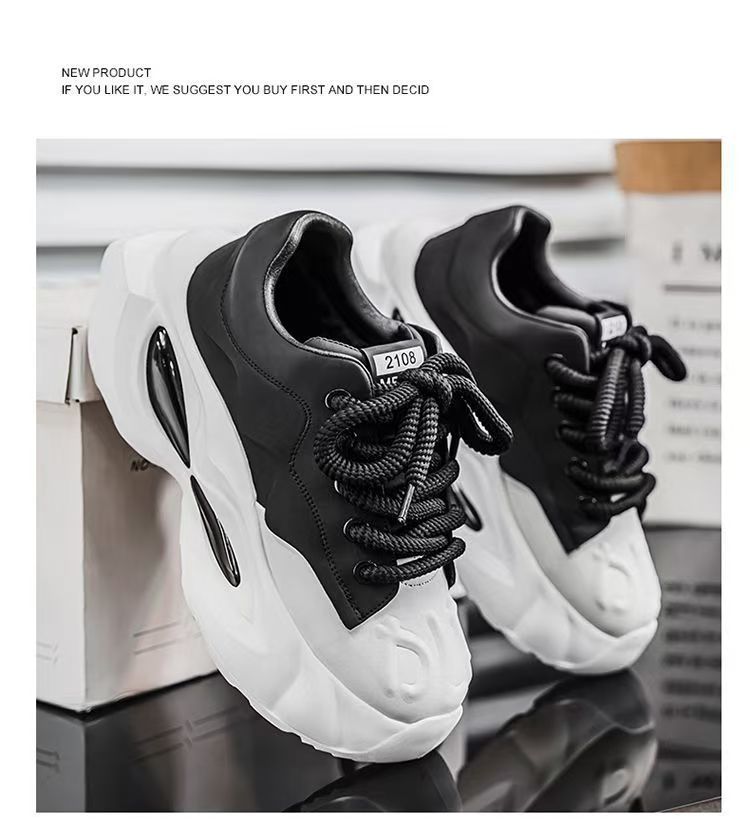 Men's Casual Dad Shoes Thick-soled Height-increasing Sports Trainers_voghion.com
